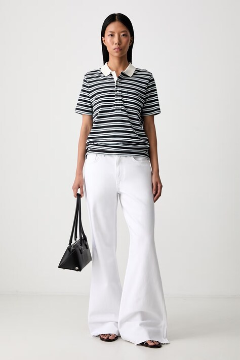A.P.C. courtes rayee GOTS polo bawełniane damskie granatowe COHMZ.F26572