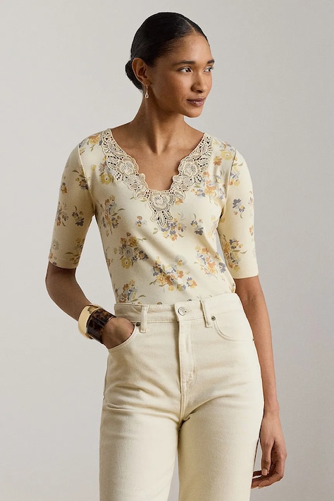 Lauren Ralph Lauren polo damskie z bawełną beżowe 200P13913