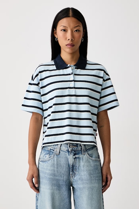 Levi's Polo damskie bawełniane DIDION RUGBY niebieskie 008SU