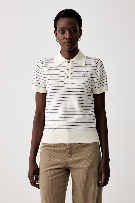 A.P.C. polo swetrowe damskie bawełniane polo aline beżowe COHLP.F23509