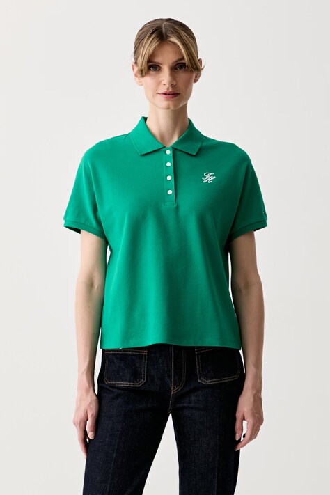 Tommy Hilfiger polo damskie z bawełną zielone WW0WW49953