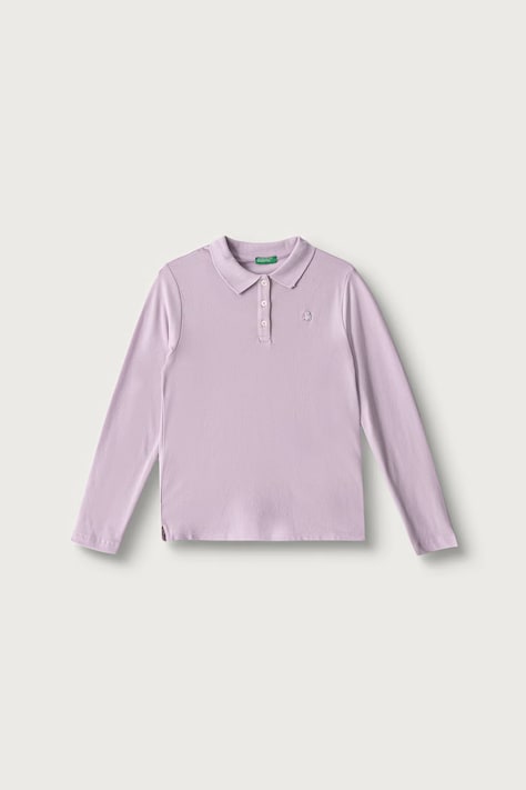 United Colors of Benetton Longsleeve dziecięcy bawełniany z elastanem fioletowy 3WG9C300X