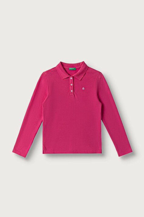 United Colors of Benetton Maglietta a maniche lunghe per bambini in cotone con elastan rosa 3WG9C300X