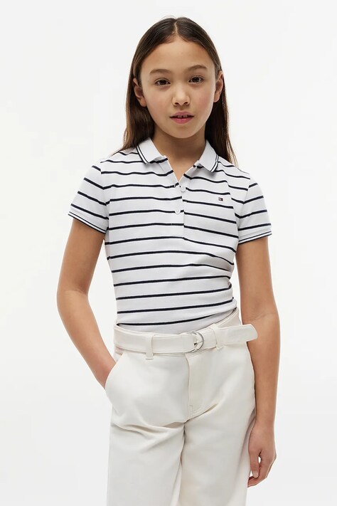 Tommy Hilfiger Polo dziecięce bawełniane z elastanem granatowe KG0KG08556