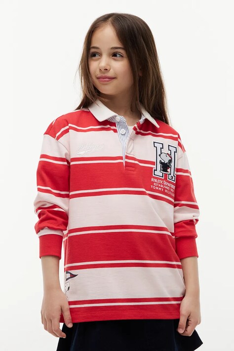 Tommy Hilfiger longsleeve dziecięcy bawełniany czerwony KS0KS00768