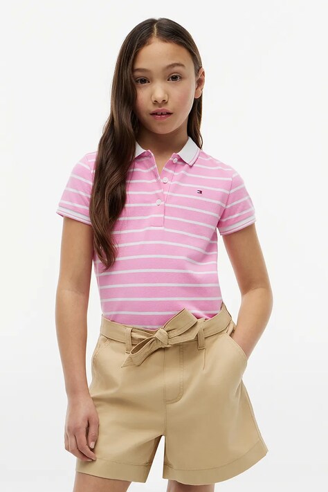 Tommy Hilfiger polo dziecięce bawełniane różowe KG0KG08556.9BY2