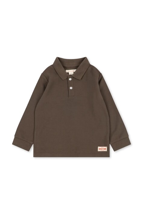 Konges Sløjd Longsleeve dziecięcy bawełniany FLORIAN LS POLO GOTS brązowy KS106471
