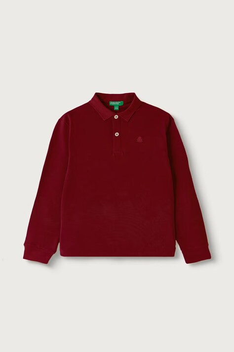 United Colors of Benetton Tričko s dlouhým rukávem dětské bavlněné burgundské 3089G3017
