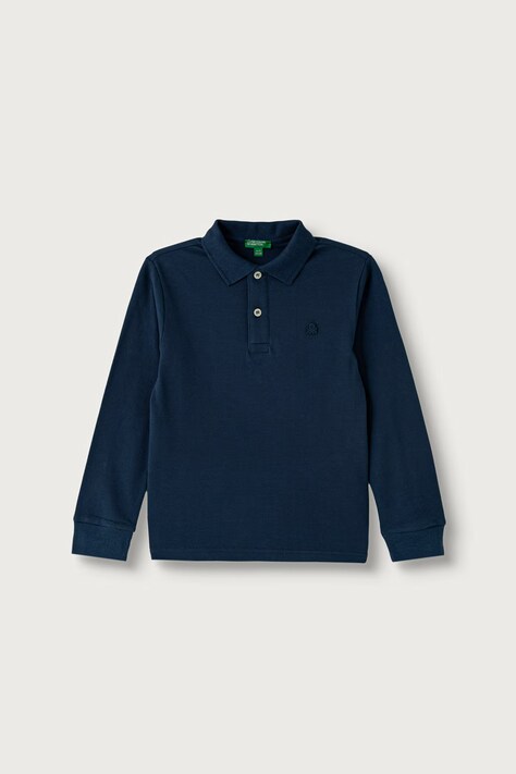 United Colors of Benetton Longsleeve dziecięcy bawełniany granatowy 3089C302E