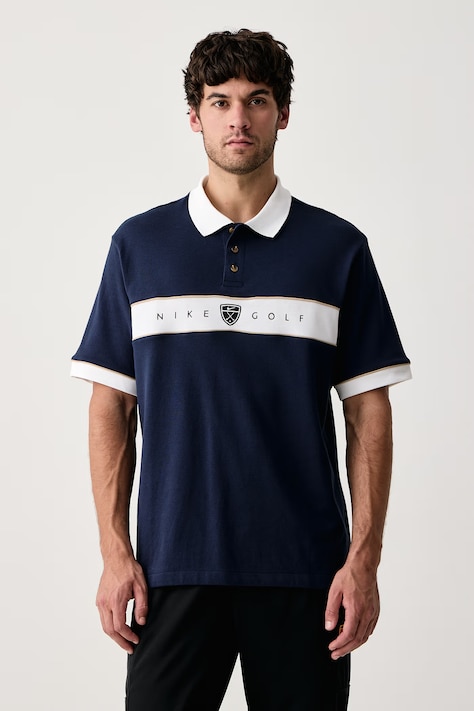 Nike Sportswear Тениска с яка мъжка с памук Fairway Fresh Dri-FIT тъмносиня IO1183.419