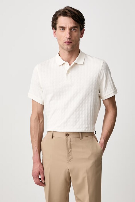 Barbour Polo męskie bawełniane Faversham beżowe MML1585