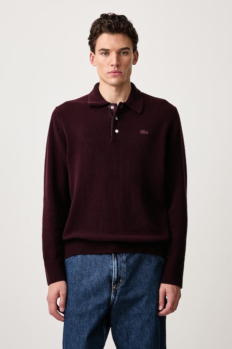 Lacoste Sweter wełniany męski bordowy AH8593