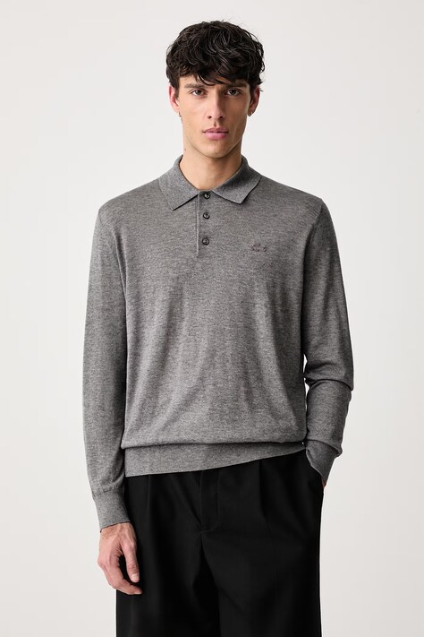 Lacoste Sweter męski z dodatkiem kaszmiru szary AH8586