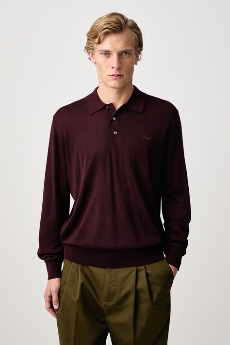 Lacoste Sweter z dodatkiem kaszmiru męski bordowy AH8586