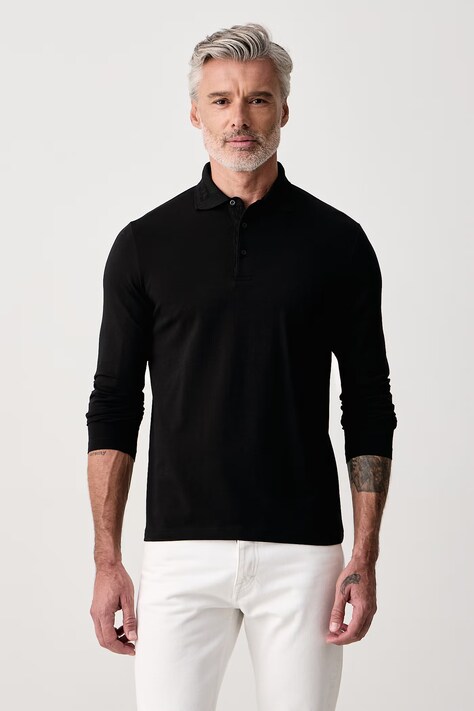 Karl Lagerfeld Longsleeve męski bawełniany z elastanem czarny 564235.745019