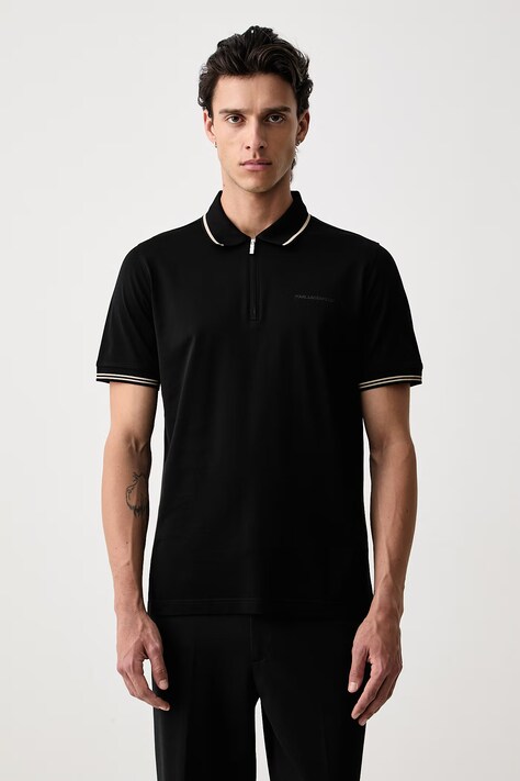 Karl Lagerfeld polo majica za muškarce od pamuka crna 564200.745001