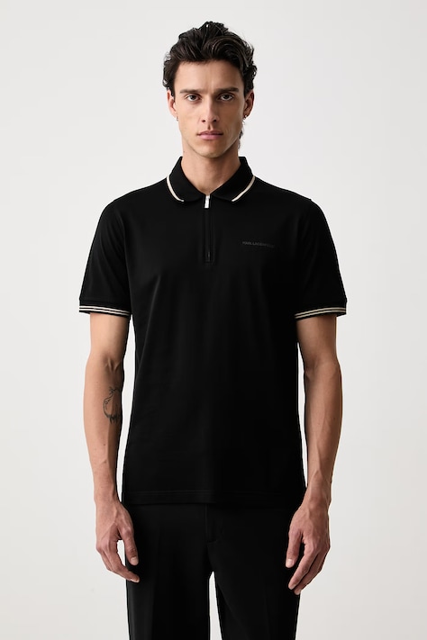 Karl Lagerfeld polo majica za muškarce od pamuka crna 564200.745001