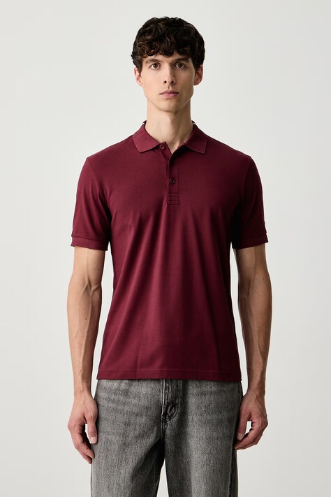 BOSS Green Polo męskie bawełniane z elastanem PL_GOC Rank bordowe 50570014