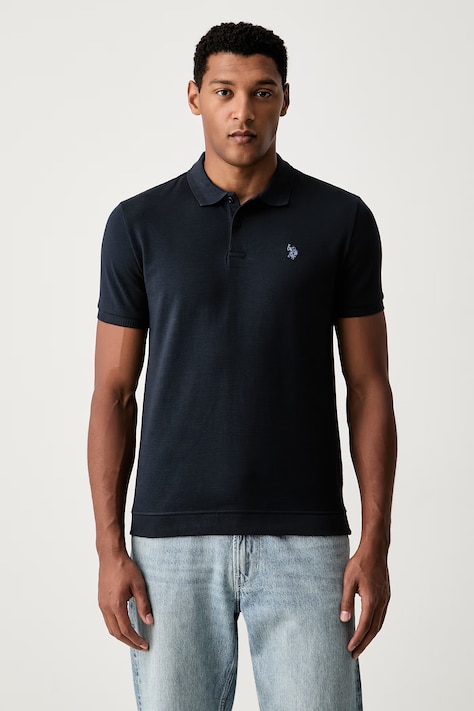 U.S. Polo Assn. πόλο ανδρικό με βαμβάκι RAISED HORIZONTAL OTTERMAN JERSEY σκούρο μπλε MUP5471