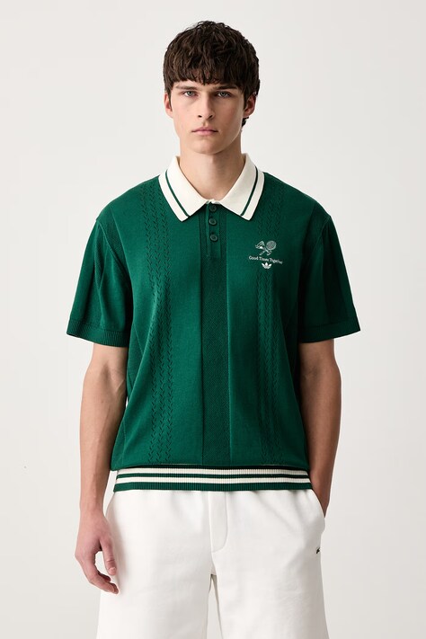 adidas Originals Polo swetrowe bawełniane zielone KW5681