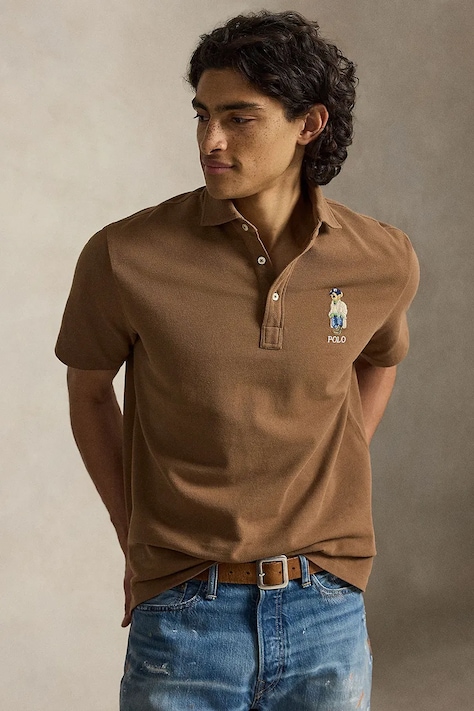 Polo Ralph Lauren Polo męskie bawełniane brązowe 710B27060