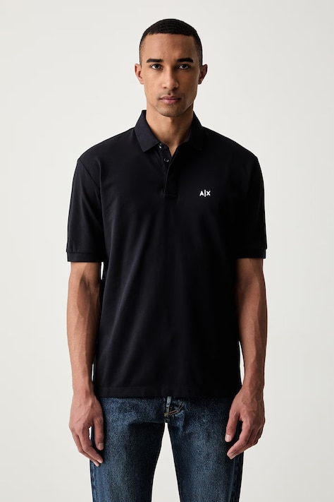 Armani Exchange polo majica za muškarce od pamuka s elastanom mornarsko plava XM002898 AF17321