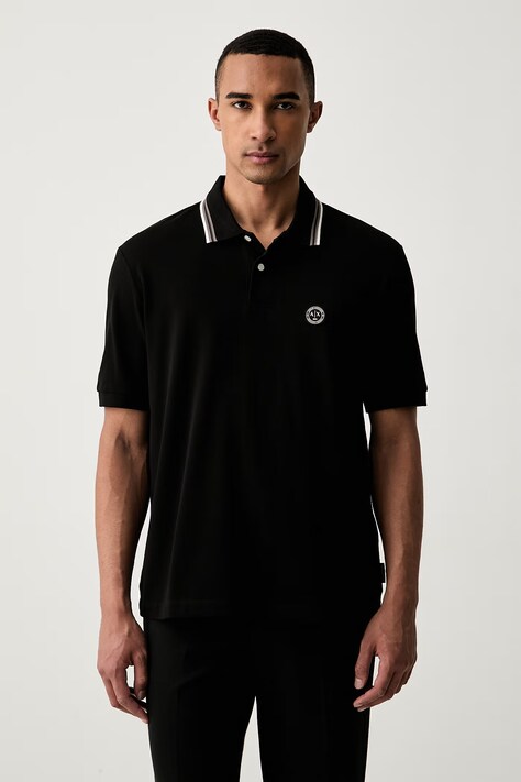 Armani Exchange polo tričko pánske bavlnené čierne XM002939 AF13026