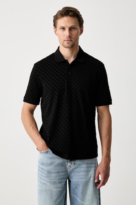 Armani Exchange поло чоловіче бавовняне чорне XM002905 AF10356