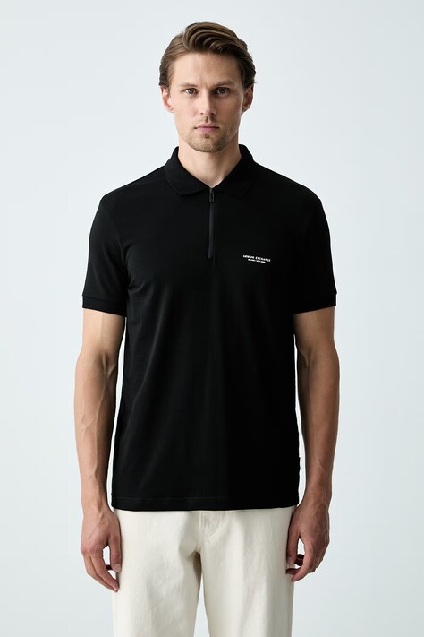 Armani Exchange polo męskie bawełniane z elastanem czarne XM003422 AF26650