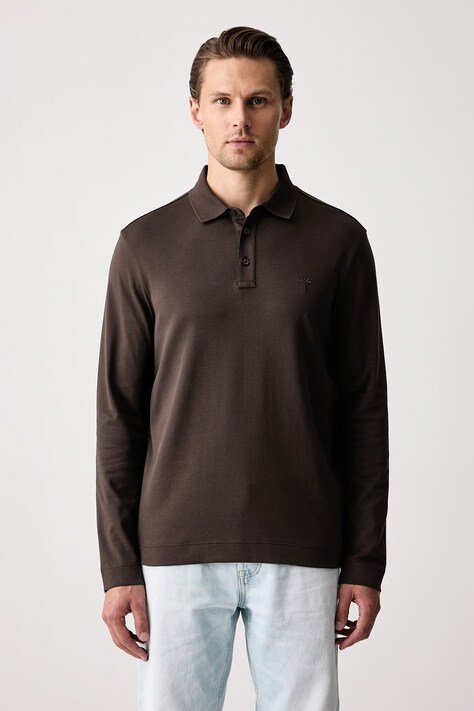 Joop! Longsleeve męski bawełniany brązowy 30104659