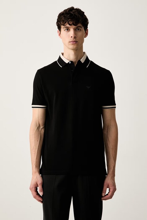 Emporio Armani polo męskie bawełniane czarne EM006625 AF12955