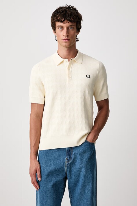 Fred Perry Polo swetrowe męskie bawełniane beżowe K3310