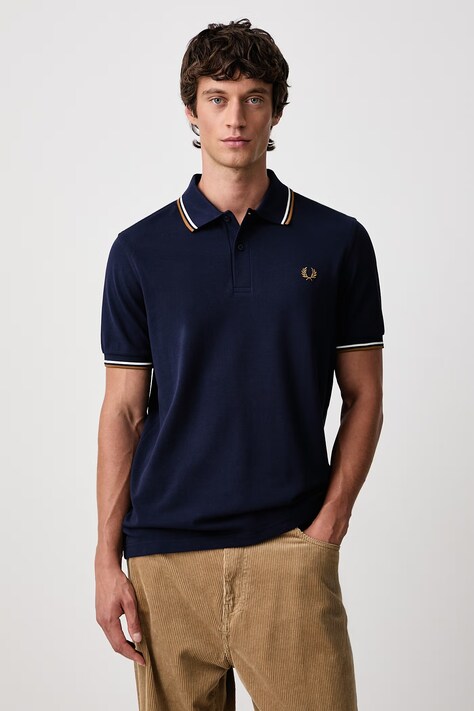 Fred Perry Polo męskie bawełniane niebieskie M3600