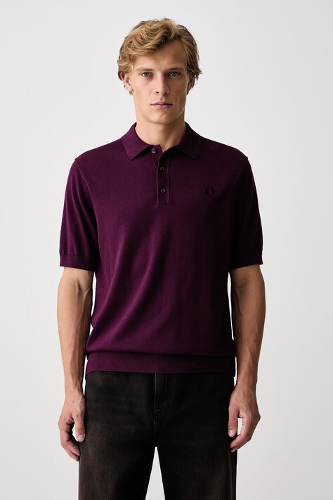 Fred Perry Polo swetrowe męskie bawełniane fioletowe K9725