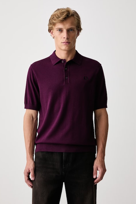 Fred Perry Polo swetrowe męskie bawełniane fioletowe K9725