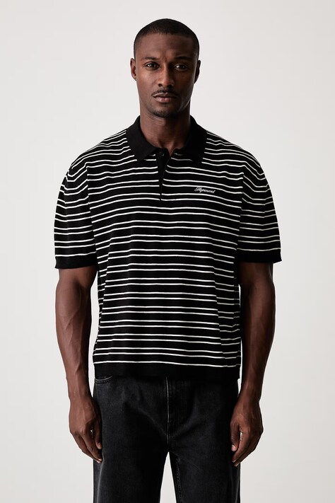 Represent polo bawełniane męskie czarne MLM101288