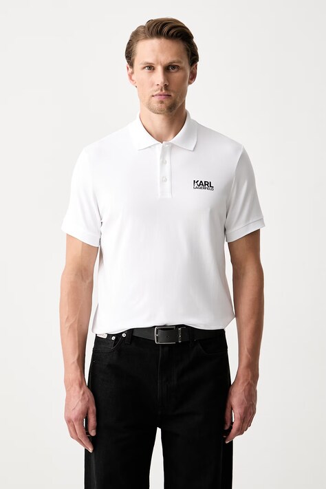 Karl Lagerfeld polo da uomo in cotone con elastan bianco 500235.745780