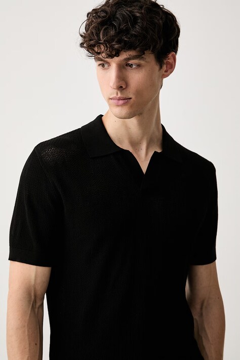 Karl Lagerfeld polo męskie ażurowe czarne 563302.655010