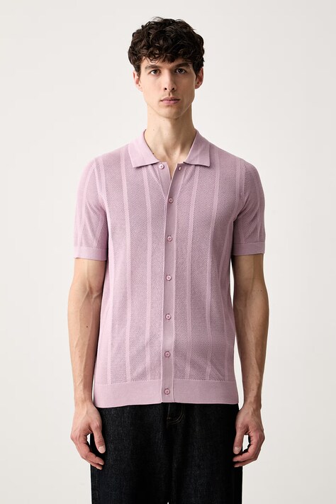 Karl Lagerfeld polo męskie z wiskozą różowe 563302.655013
