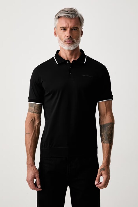 Karl Lagerfeld polo męskie bawełniane czarne 563200.745080