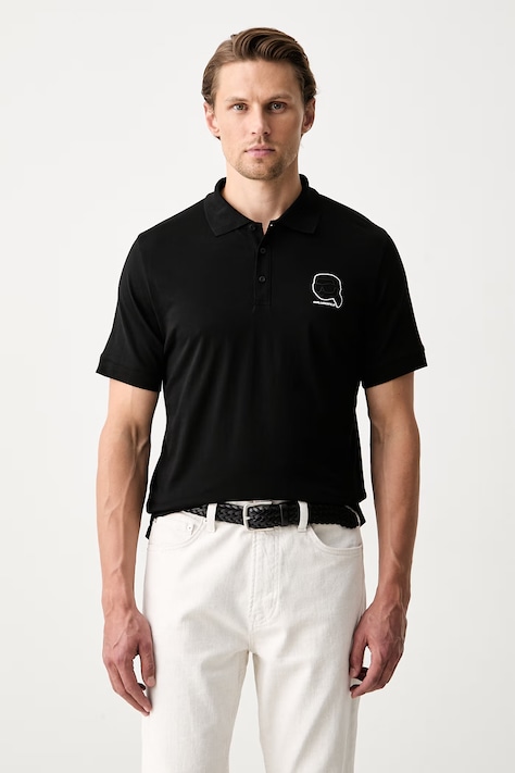 Karl Lagerfeld polo da uomo in cotone nero 563224.745025