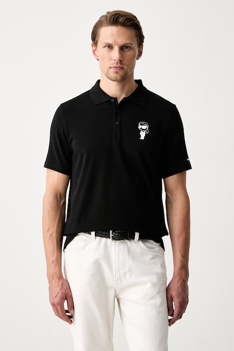 Karl Lagerfeld polo da uomo in cotone con elastan nero 563221.745024