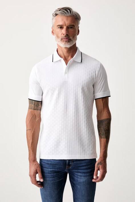 Karl Lagerfeld polo majica za muškarce od pamuka bijela 563203.745007