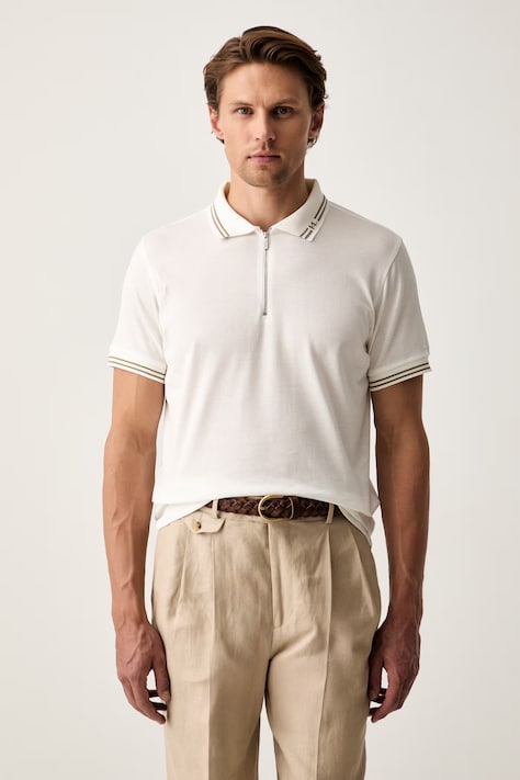 Karl Lagerfeld polo męskie bawełniane beżowe 563201.745005