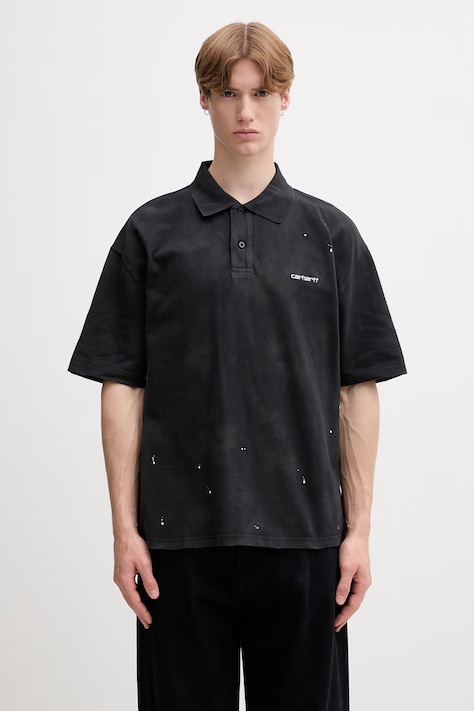 Carhartt WIP S/S Painter polo bawełniane męskie czarne I036856