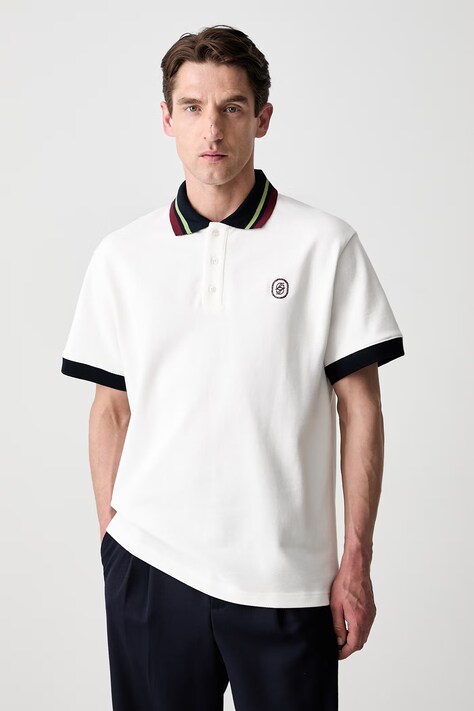 Drôle de Monsieur D Mirror polo bawełniane męskie białe L-PL152-CO264