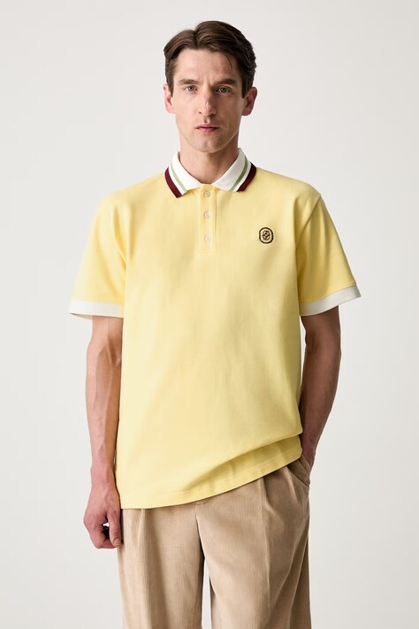 Drôle de Monsieur D Mirror polo bawełniane męskie żółte L-PL152-CO264