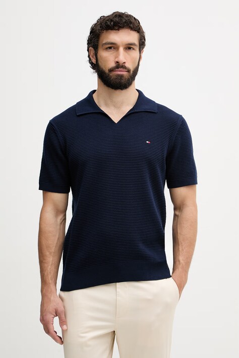 Tommy Hilfiger polo tričko pánske bavlnené tmavomodré MW0MW43243
