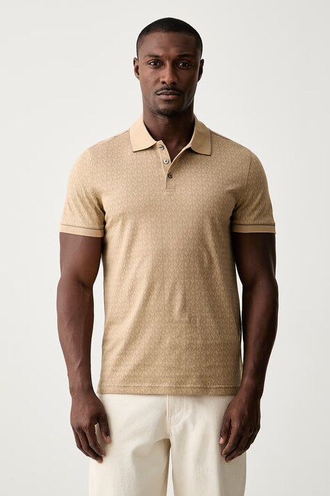 Michael Kors polo męskie z bawełną beżowe CS650V848T