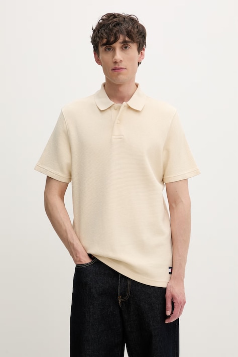 Tommy Jeans polo majica za muškarce od pamuka bež DM0DM23408